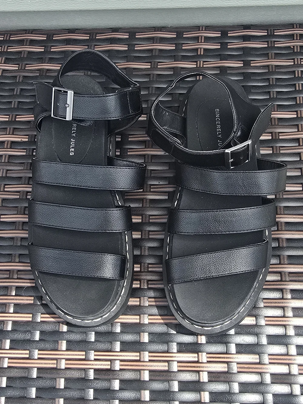 Darling Black Strappy Platform Sandals - Picture 2 of 9